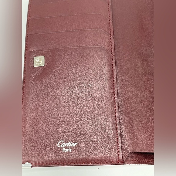 Cartier Bordeaux Silver Hardware Kisslock Coin Pouch Flap Wallet - Picture 5 of 10